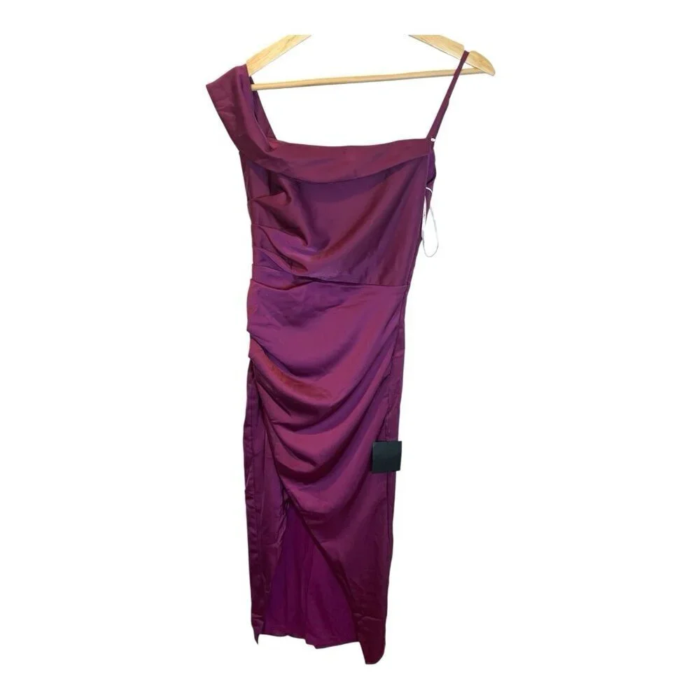 Lulus Showing Off A Little Magenta Asymmetrical Tulip Midi Dress XS Formal NWT - Picture 4 of 15